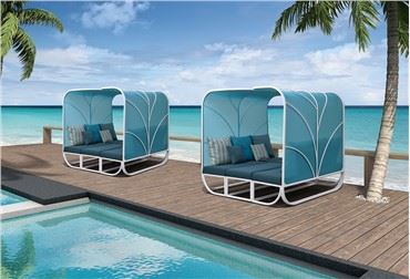 Kolam renang Resin Chaise Lounge Biru